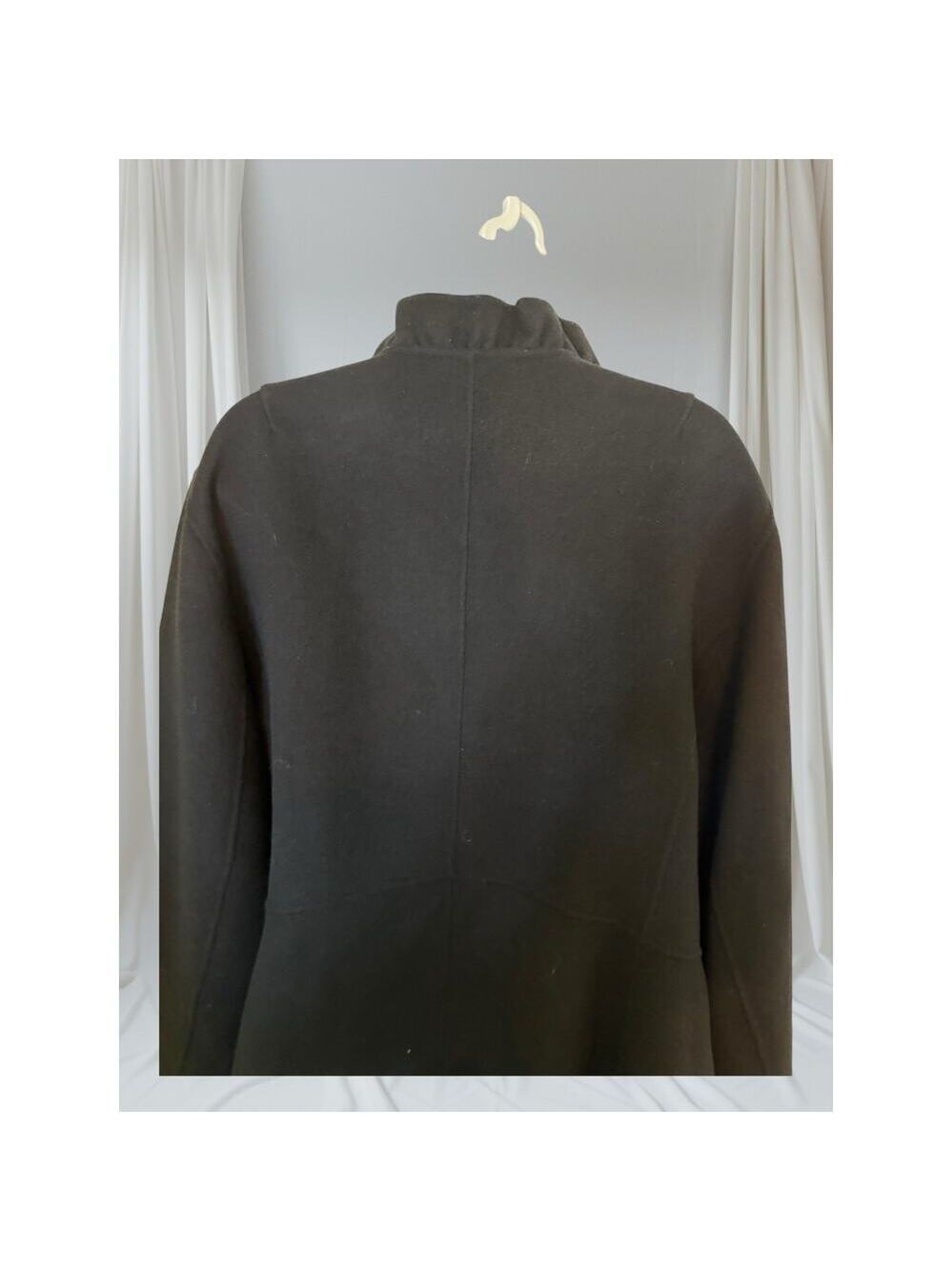 Talbots Woman Black Wool Blend Ruffle Collar Button Front Coat – Size 20W - Picture 3 of 10